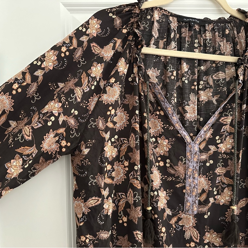 Floral Paisley Print Boho Peasant Blouse - Picture 7 of 17